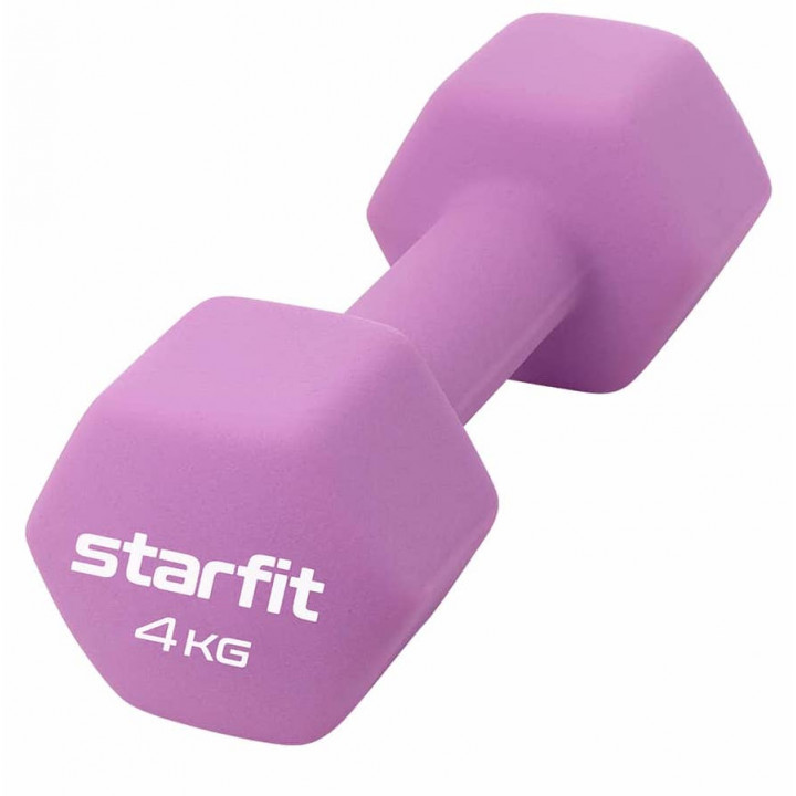 Гантель неопреновая STARFIT DB-201 4 кг, фиолетовый пастель