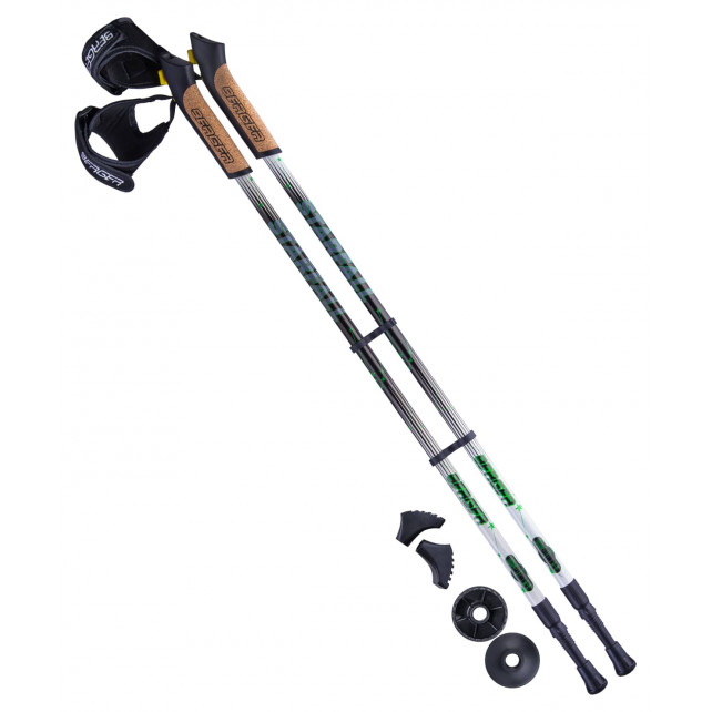 Палки для скандинавской ходьбы BERGER Starfall, 77-135 см, 2-секционные, чёрный/белый/ярко-зелёный
