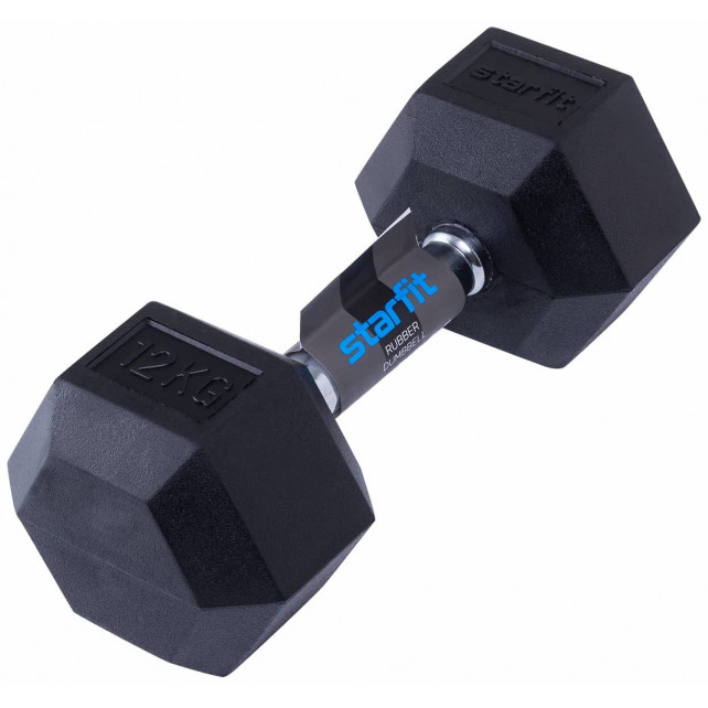 Гантель гексагональная STARFIT DB-301 12 кг, обрезиненная, черный