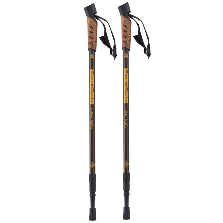 Скандинавские палки BERGER Explorer 3-секционные, 67-135 см, коричневый