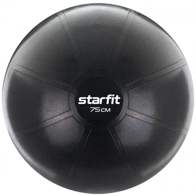 Фитбол высокой плотности STARFIT Pro GB-107 75 см, 1400 гр, антивзрыв, черный