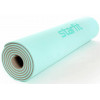 Коврик для йоги и фитнеса STARFIT FM-201 TPE, 0,7 см, 173x61 см, мятный/серый