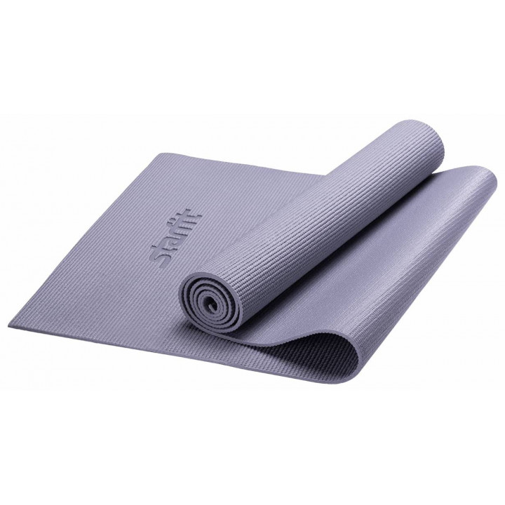 Коврик для йоги и фитнеса STARFIT FM-101 PVC, 1 см, 173x61 см, серый