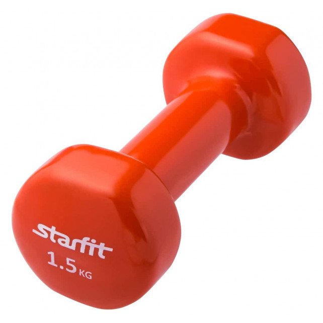 Гантель виниловая STARFIT DB-101 1,5 кг, оранжевая (1 шт.)