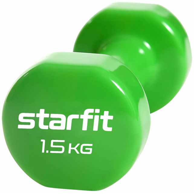 Гантель виниловая STARFIT DB-101 1,5 кг, зеленый
