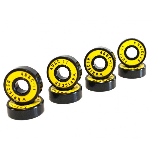 Подшипники Krieger ABEC-11 (8 штук в тубусе) желтые для самоката, скейтборда, роликовых коньков