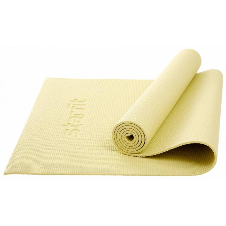 Коврик для йоги и фитнеса STARFIT Core FM-101 PVC, 0,6 см, 173x61 см, желтый пастель