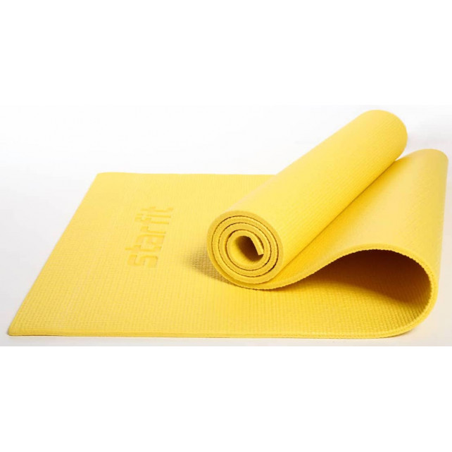 Коврик для йоги и фитнеса STARFIT Core FM-101 PVC, 1 см, 173x61 см, желтый