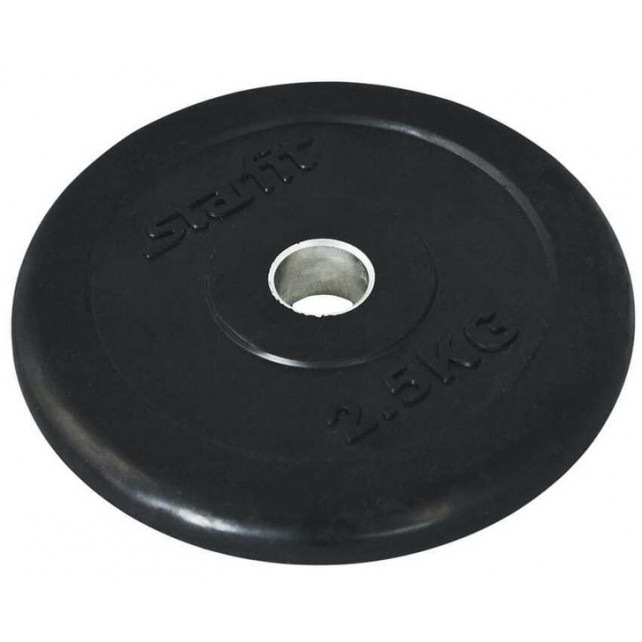 Диск обрезиненный STARFIT BB-202  2,5 кг, d=26 мм, стальная втулка, черный