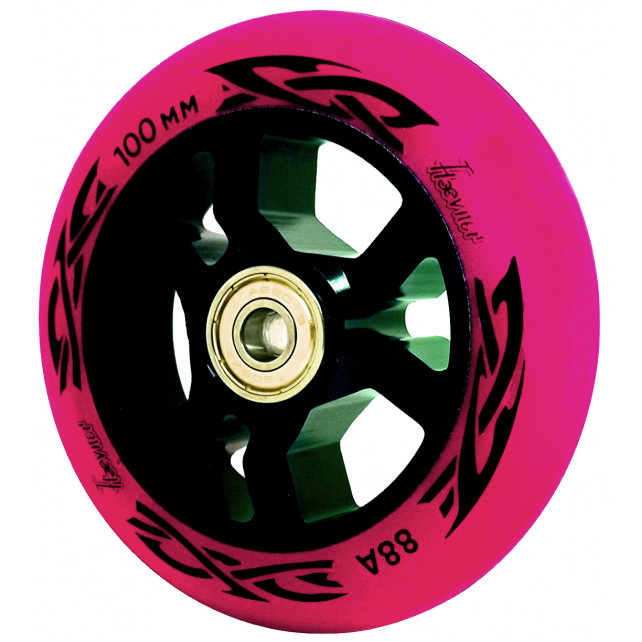 Колесо для трюкового самоката Haevner 100 мм Алюминий ABEC-9 черный/розовый