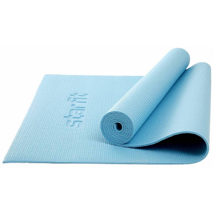 Коврик для йоги и фитнеса STARFIT FM-101 PVC, 0,5 см, 173x61 см, синий пастель