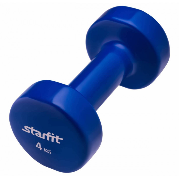 Гантель виниловая STARFIT DB-101 4 кг, темно-синяя (1 шт.)