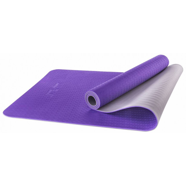 Коврик для йоги и фитнеса STARFIT FM-201 TPE, 0,5 см, 173x61 см, фиолетовый/серый (Classic)