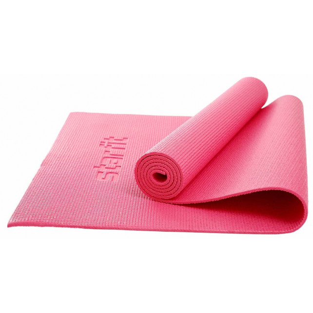 Коврик для йоги и фитнеса STARFIT FM-101 PVC, 0,6 см, 173x61 см, розовый