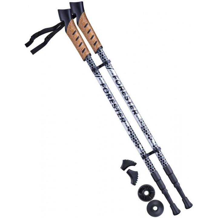 Палки для скандинавской ходьбы BERGER Forester, 67-135 см, 3-секционные, серый/чёрный