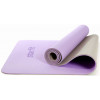 Коврик для йоги и фитнеса STARFIT FM-201 TPE, 0,6 см, 173x61 см, фиолетовый пастель/серый