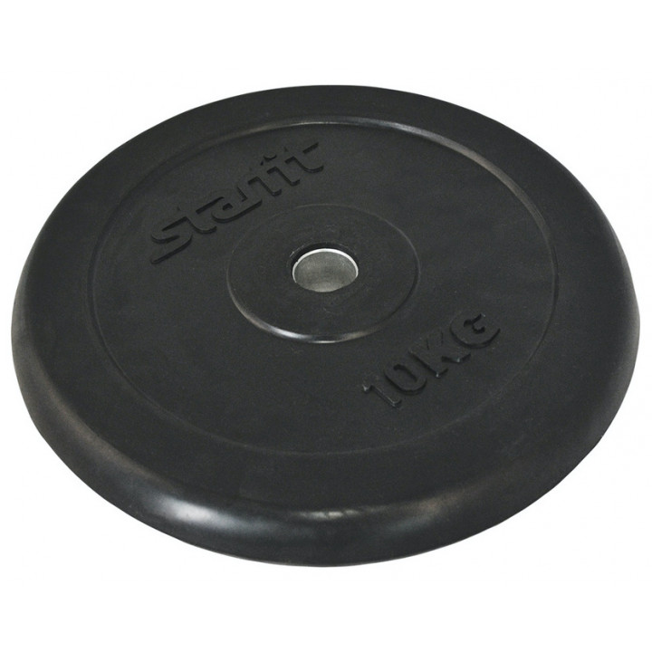 Диск обрезиненный STARFIT BB-202 10 кг, d=26 мм, стальная втулка, черный