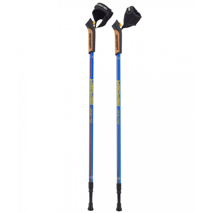 Скандинавские палки BERGER Blade 2-секционные, 77-135 см, синий/красный/желтый