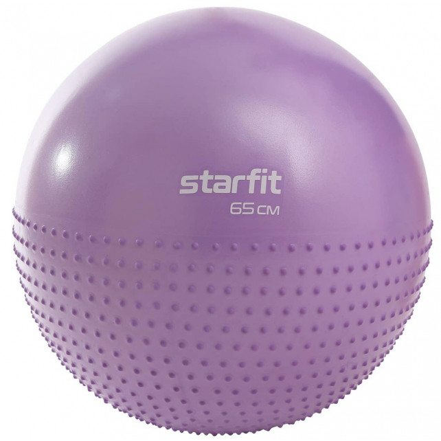 Фитбол полумассажный STARFIT Core GB-201 65 см, антивзрыв, фиолетовый пастель